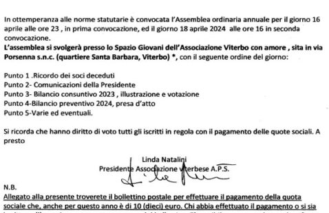 Convocazione assemblea annuale 2024